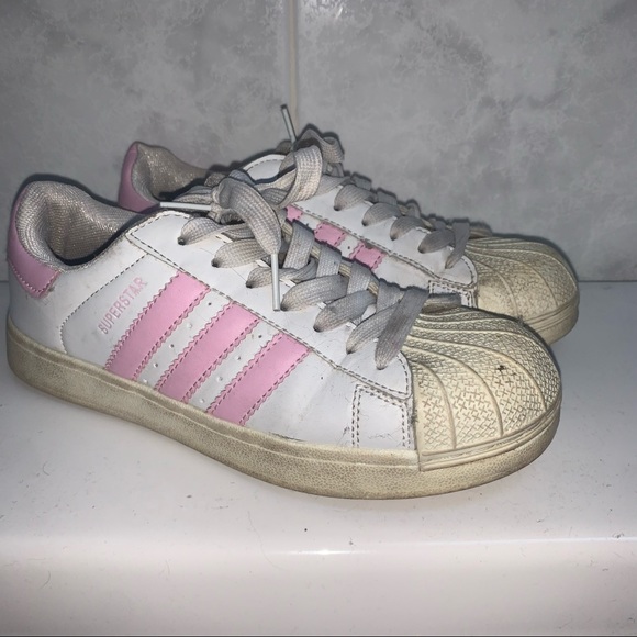 Pink Stripe Adidas Superstars - Picture 2 of 3